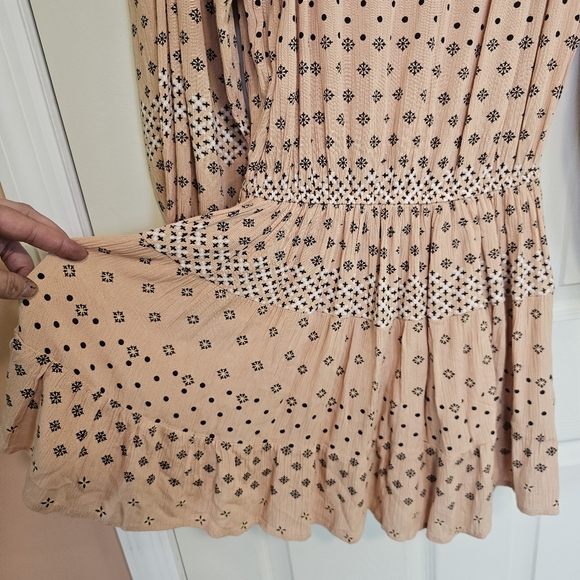 O'Neil Amaryn Mini Dress Ballon Sleeve Vneck Bohemian Dress - Picture 9 of 9